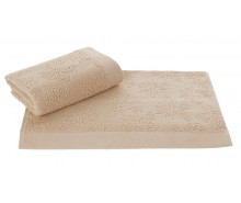 Полотенце махровое Soft cotton LEAF бежевое банное 75х150